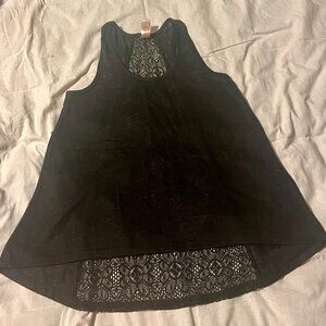 Oversized black see-thru racer-back tank top